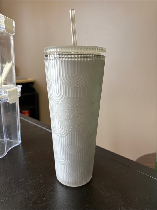 Starbucks Other - Starbucks Matte White Embossed Reusable Tumbler with Clear Straw